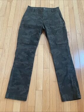 CAbi Women's Straight-Leg Pants in Olive Camo